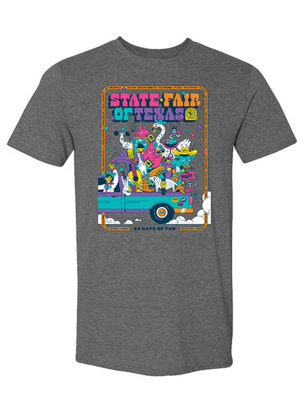 State Fair of Texas® 2024 Theme 24 Days of Fun Grey Adult T-Shirt - Front View