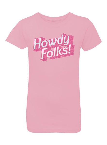 State Fair of Texas® "Howdy Folks!®" Pink Youth T- Shirt - Front View