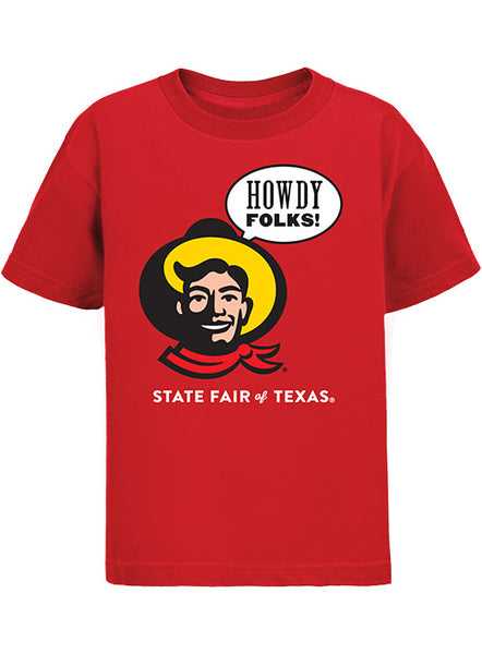 State Fair of Texas® "Howdy Folks!®" Red Youth T-Shirt - Front View
