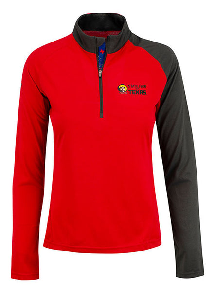 State Fair of Texas® Ladies Quarter Zip Jacket in Red - Front View