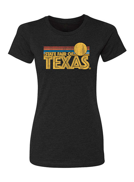 State Fair of Texas® Vintage Sun Ladies T-shirt in Black - Front View