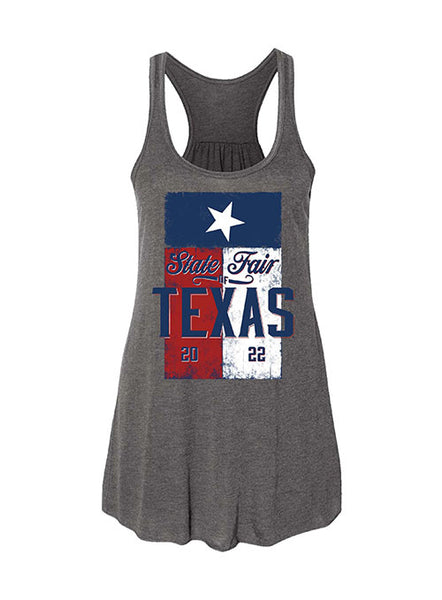 State Fair of Texas® 2022 Texas Flag Ladies Tank in Dark Grey Heather - Front View