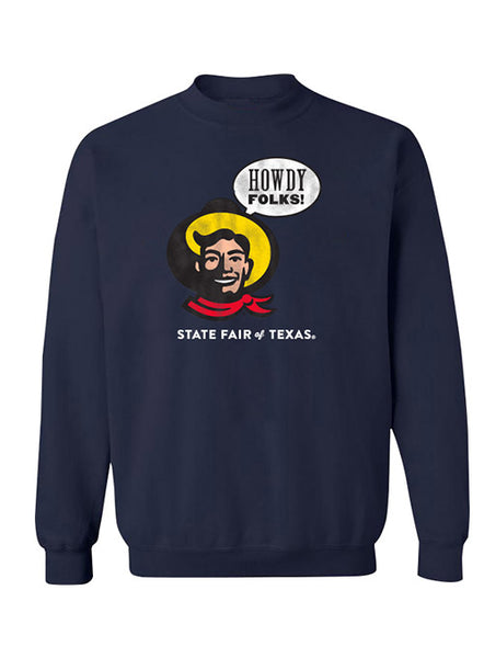 Youth "Howdy Folks!®" Crewneck Sweatshirt in Navy - Front View