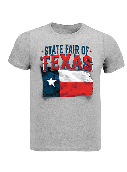 State Fair of Texas® Youth Flag T-Shirt in Grey - Front View
