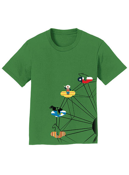State Fair of Texas® Ferris Wheel Youth T-shirt in Green - Front View