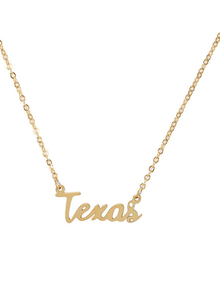 State Fair of Texas® Gold Curisve Texas Necklace - Front View