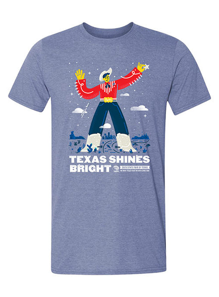 State Fair of Texas® 2025 Commemorative Art Texas Shines Bright Heather Indigo T-Shirt - Front View