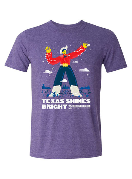 State Fair of Texas® 2025 Commemorative Art Texas Shines Bright Heather Purple T-Shirt - Front View