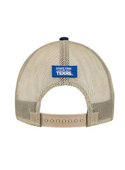 State Fair of Texas® Big Tex® Trucker Flat Bill Hat in Navy and Tan - Back View