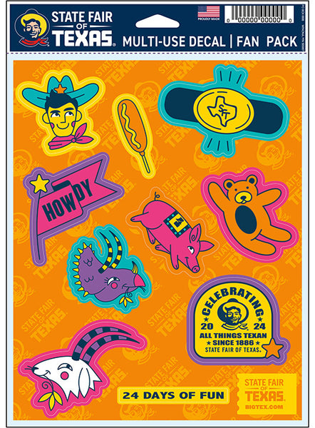 State Fair of Texas® 2024 Commemorative Art 24 Days of Fun Orange Decals - Front View