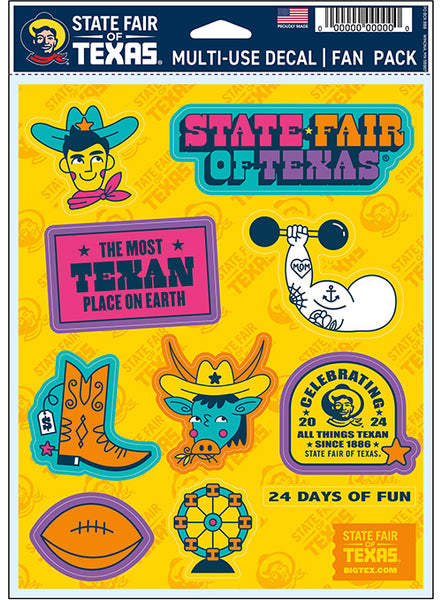 State Fair of Texas® 2024 Commemorative Art 24 Days of Fun Yellow Decals - Front View