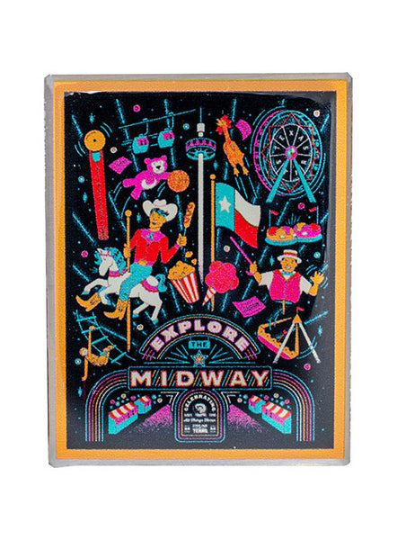 State Fair of Texas® 2023 Theme Explore the Midway Hatpin - Front View