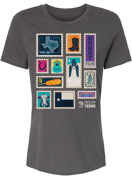 State Fair of Texas® Ladies Postage Stamp T-Shirt - Front View