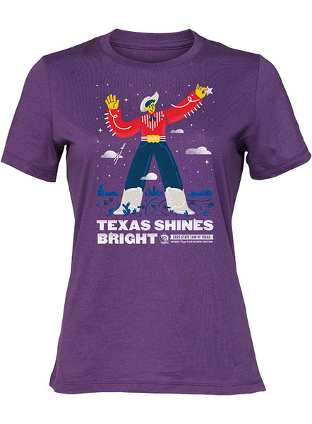 State Fair of Texas®  2025 Commemorative Art Texas Shines Bright  Ladies Royal Purple T-Shirt - Front View