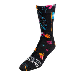 State Fair of Texas® 2023 Theme Explore the Midway Socks in Black - Left Foot View