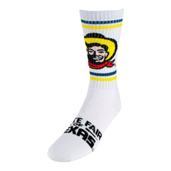 State Fair of Texas® Big Tex® Athletic Socks in White - Left Foot View