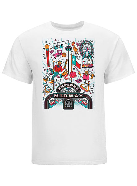 State Fair of Texas® 2023 Theme Explore the Midway White Adult T-Shirt - Front View