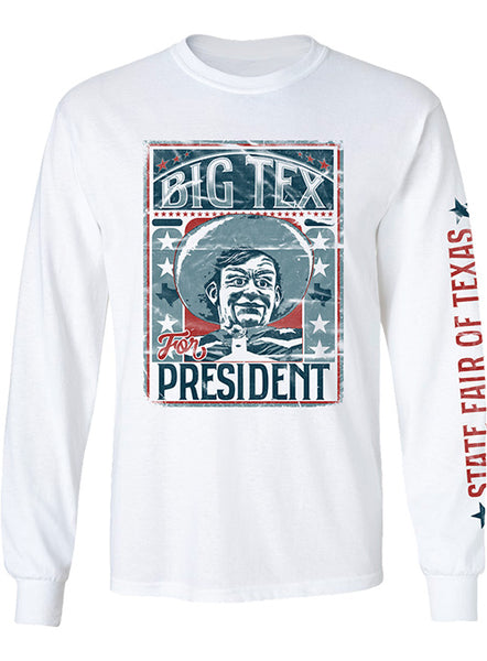 State Fair of Texas® Big Tex® for President Long Sleeve T-Shirt in White - Front View