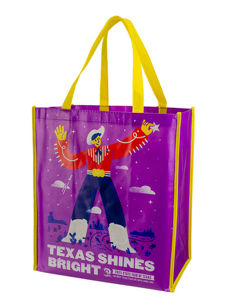 State Fair of Texas® 2025 Commemorative Art Texas Shines Bright Laminated Tote Bag - Front View