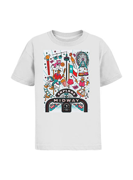 State Fair of Texas® 2023 Theme Explore the Midway White Toddler Tee - Front View