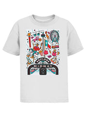 State Fair of Texas® 2023 Theme Explore the Midway White Youth T-Shirt - Front View