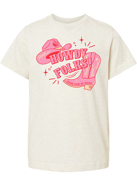 State Fair of Texas® Hat and Boot "Howdy Folks!®" Youth T-Shirt - Front View