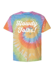 Youth "Howdy Folks!®" Tie-Dye T-shirt in Rainbow - Front View