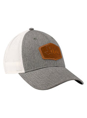 State Fair of Texas® Leather Patch Trucker Hat in Grey and White - Right Side View