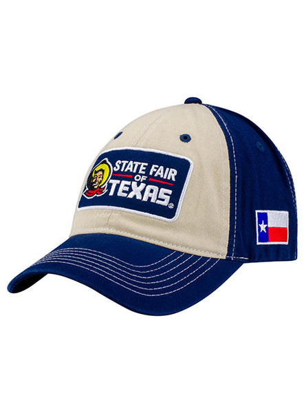 State Fair of Texas® Fabric Patch Hat in Royal Blue and Tan - Left Side View