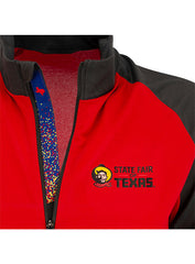 State Fair of Texas® Ladies Quarter Zip Jacket in Red - Front View, Close Up
