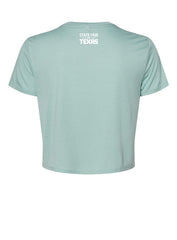 Ladies "Howdy Folks!®" Flowy Cropped T-Shirt in Teal - Back View