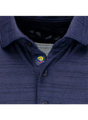 State Fair of Texas® Icon Stamp Polo in Heathered Navy - Front View, Close up