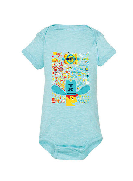 2020 State Fair of Texas® Theme Onesie in Turquoise - Front View